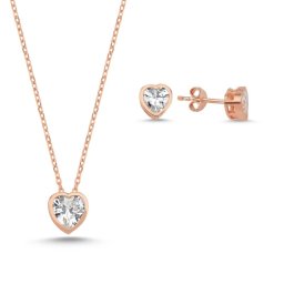 Olivie Strieborná sada SRDCE ROSE 7345