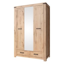 Kondela Skriňa, 137cm, kombinovaná, dub wotan, zrkadlo, MORATIZ