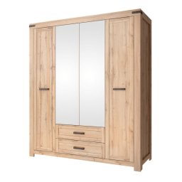 Kondela Skriňa, 177cm, kombinovaná, dub wotan, zrkadlo, MORATIZ 4D2S