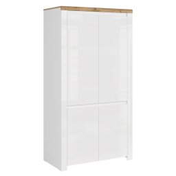 Kondela Skriňa, 106cm, kombinovaná, biely lesk, dub wotan, VILGO 4D