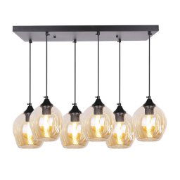 Candellux Čierno-hnedý závesný luster Aspa pre žiarovku 6x E27 36-00620