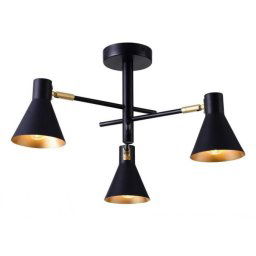 Candellux Čierno-zlatý závesný luster Less pre žiarovku 3x E14 33-70975