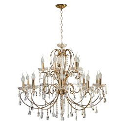 Candellux Zlatý krištáľový luster Aurora pre žiarovku 15x E14 30-99801