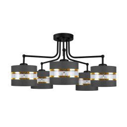 Candellux Čierno-zlatý závesný luster Andy pre žiarovku 5x E27 35-06158