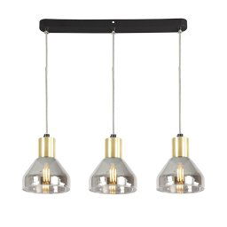 Candellux Čierno-zlatý závesný luster Gregory pre žiarovku 3x E14 33-79008