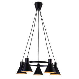 Candellux Čierno-zlatý závesný luster More pre žiarovku 5x E27 35-71163