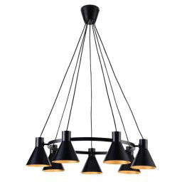 Candellux Čierno-zlatý závesný luster More pre žiarovku 7x E27 37-71170