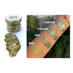 Trblietky na tvár - glitrové lesklé ozdoby na telo a vlasy - Glitter prach 10g Gold (Zlatý)