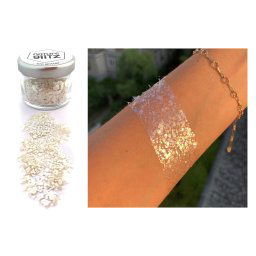 Trblietky na pokozku + vlasy + bradu - glitrové lesklé ozdoby - Glitter prach 10g (Biely)
