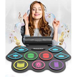 Bubny - silikónová podložka (elektronické bicie) - 9 bubnov (MP3 + Slúchadlá) + Bluetooth