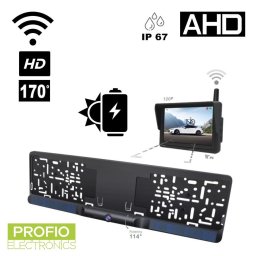 SET - Solárna WiFi zadná AHD HD kamera v ŠPZ s 170° uhol + 5" AHD monitor