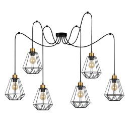 Candellux Čierno-zlatý závesný decentrálny luster Primo pre žiarovku 6x E27 36-00316