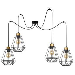 Candellux Čierno-zlatý závesný decentrálny luster Primo pre žiarovku 4x E27 34-00309