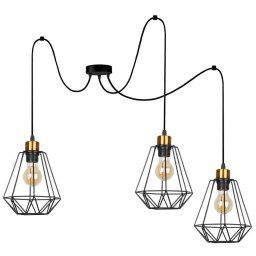 Candellux Čierno-zlatý závesný decentrálny luster Primo pre žiarovku 3x E27 33-00293