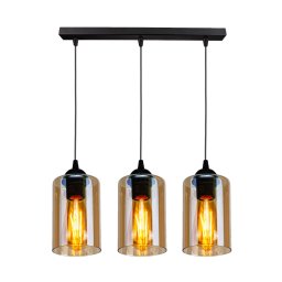 Candellux Čierno-hnedý závesný luster Bistro pre žiarovku 3x E27 33-00545