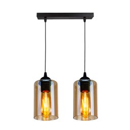 Candellux Čierno-hnedý závesný luster Bistro pre žiarovku 2x E27 32-00538