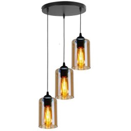 Candellux Čierno-hnedý závesný luster Bistro pre žiarovku 3x E27 s guľatou základňou 33-00576