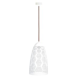 Candellux Biely závesný luster Bene pre žiarovku E27 s tienidlom v tvare kužeľa dĺžky 330mm 31-70593