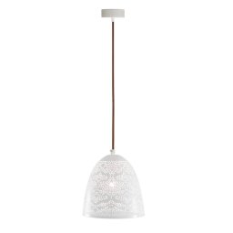 Candellux Biely závesný luster Bene pre žiarovku E27 s tienidlom v tvare kužeľa dĺžky 210mm 31-70340