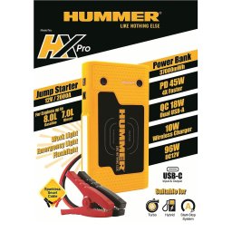 Auto štartér do 8.0L + Power bank 45W - Hummer HX Pro s 10000mAh + 2x USB + 1x microUSB + LED svetlo