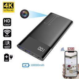 WIFI kamera v Power banke 10000 mAh s 4K rozlíšením videa 170° uhol a nočné videnie s IR LED