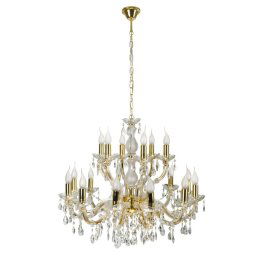 Candellux Zlatý krištáľový luster Maria Teresa pre žiarovku 18x E14 30-94615