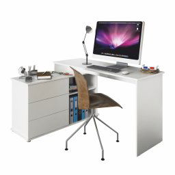 Kondela Univerzálny rohový PC stôl, biela, TERINO