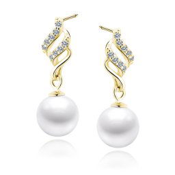 Olivie Strieborné náušnice BIELA ​​PERLA GOLD 7520