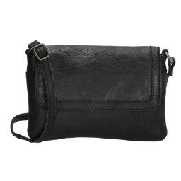 Čierna prešívaná kožená crossbody kabelka „Tanya"