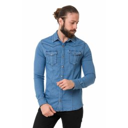 Košeľa Cipo & Baxx CH189 ice blue