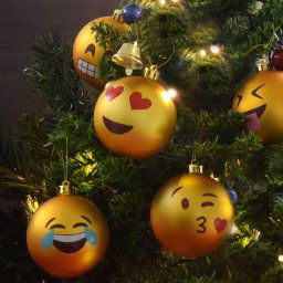 Vianočné gule Emoji (Emotikon) 6ks - originálne Vianočné ozdoby na stromček