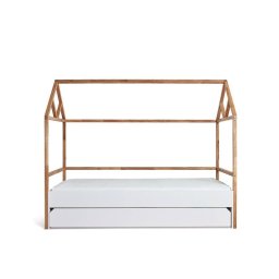 Posteľ, 90x200, biela, dub, BELL AMY LOTTA BED HOUSE