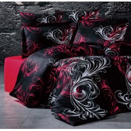 Francúzske obliečky Satén 220x200, 70x90cm Atlantis red zips