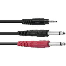 Audio kábel 2x jack 6,3mm mono/1x jack 3,5mm 3m Omnitronic