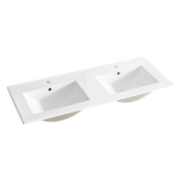 Umývadlo do kúpeľne, 121cm, biele, LAVA WHITE 120-D 8003