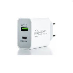 ER POWER Sieťová nabíjačka s USB-CUSB-A, PD, QC, 20 W, biela ERPW20PD2WH