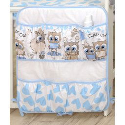 Mama Kiddies Baby Bear vreckov organizr bielo-modr so sovikami