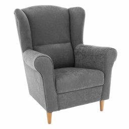 Kondela Kreslo, ušiak, sivá látka, CHARLOT