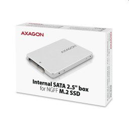 AXAGON RSS-M2SD, SATA - M.2 SATA SSD, interný 2.5" ALU box, strieborný RSS-M2SD