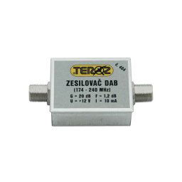 Anténny zosilňovač TEROZ 404X, DAB, G20dB, F1,2dB, U98dBμV, F-F