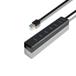 AXAGON HUE-SA7BP, 4x USB 3.0 ALU CHARGING hub, vr. AC adaptéra, kábel USB-A 40cm HUE-SA7BP