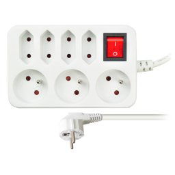 Solight Biely predlžovací kábel, vypínač, 7 zásuvky, 2m PP141