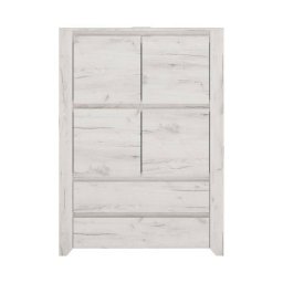 Komoda, 84cm, kombinovaná, dub white craft, HESTRA TYP 33