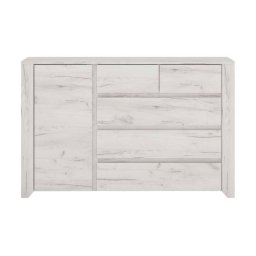 Komoda, 119cm, kombinovaná, dub white craft, HESTRA TYP 41