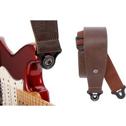 Pás na gitaru kožený 3" Comfort Leather AUTO LOCK Brown D´Addario
