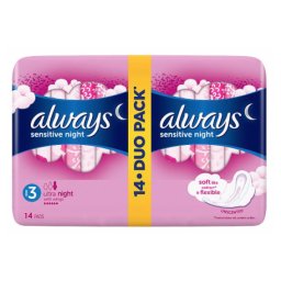 Always Ultra Sensitive Night Hygienické Vložky 14 ks