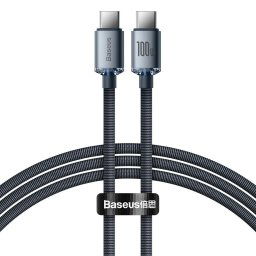 Baseus Crystal Shine Series kábel s podporou rýchleho nabíjania, USB-C - USB-C, 100W, 1,2 m, čierny (CAJY000601)