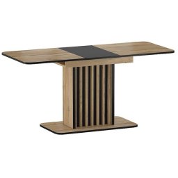 Jedálenský stôl, 130x85cm, rozkladací, MDF, dub artisan, čierny, Signal, KENT