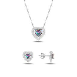 Olivie Strieborná sada MYSTIC TOPAZ SRDCE 5224