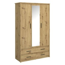 Kondela Skriňa, 127cm, kombinovaná, dub artisan, zrkadlo, AIRON 3D4S